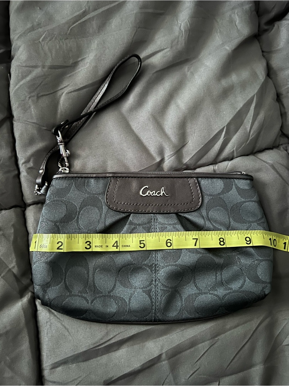 Coach Black Charcoal Signature Wristlet